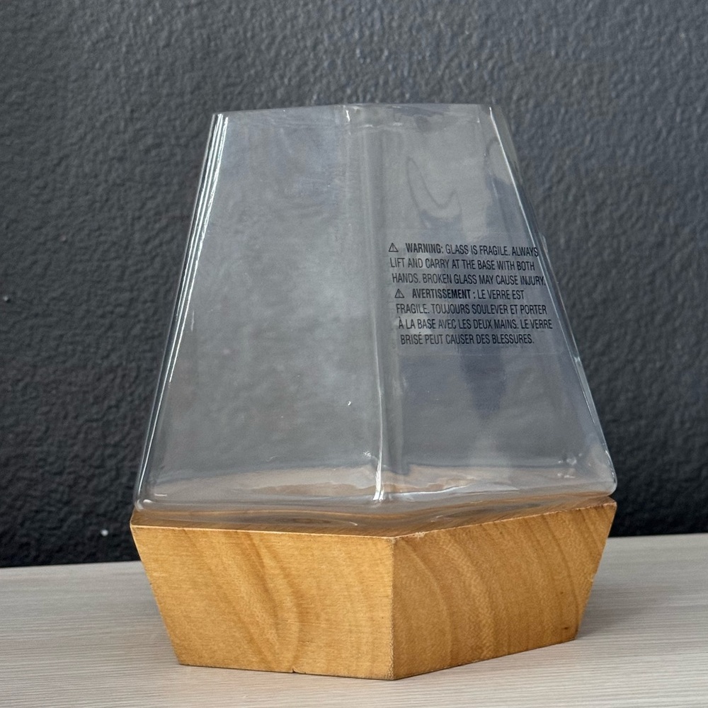 Glass terrarium vase with wood base